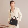 Cnoles Genuine Leather Solid Color Satchel Shoulder Bag 1