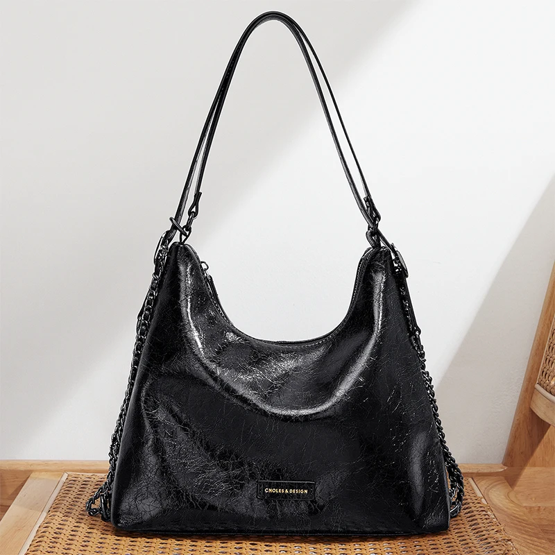 Cnoles Oil Wax Cowhide Leather Crossbody Bag - Image 2