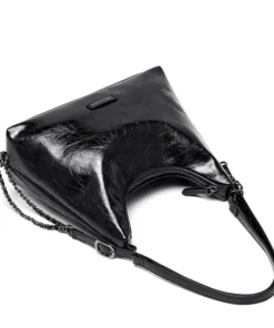 Cnoles Oil Wax Cowhide Leather Crossbody Bag - Image 5