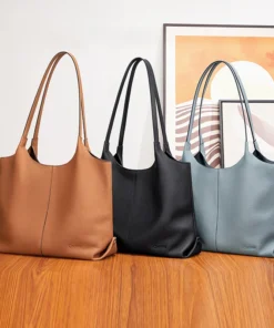 Cnoles Versatile Women Tote Bag Simple Leather Handbags - Image 2