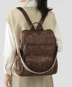 Cnoles Women Backpack Retro Fashion Simple Shoulder Bag - Image 3