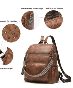 Cnoles Women Backpack Retro Fashion Simple Shoulder Bag - Image 5
