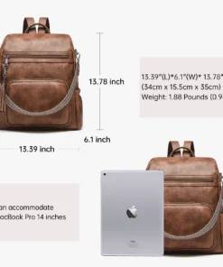 Cnoles Women Backpack Retro Fashion Simple Shoulder Bag - Image 6