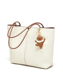 Cnoles Women Commuter Versatile Tote Bag Bear Decoration - Image 4