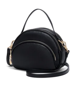 Alternative view of Cnoles Women Simple Versatile Small Round Bag Leather Tote