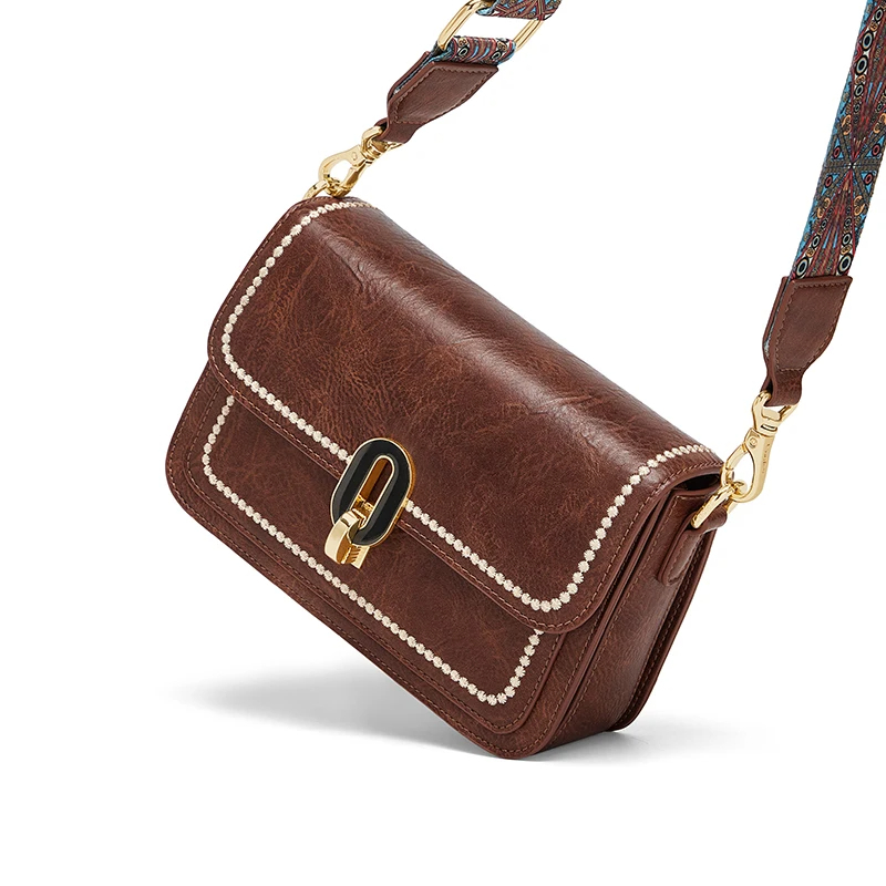 Cnoles Retro Textured Small Square Vintage Commuter Personalized Handbag - Image 4