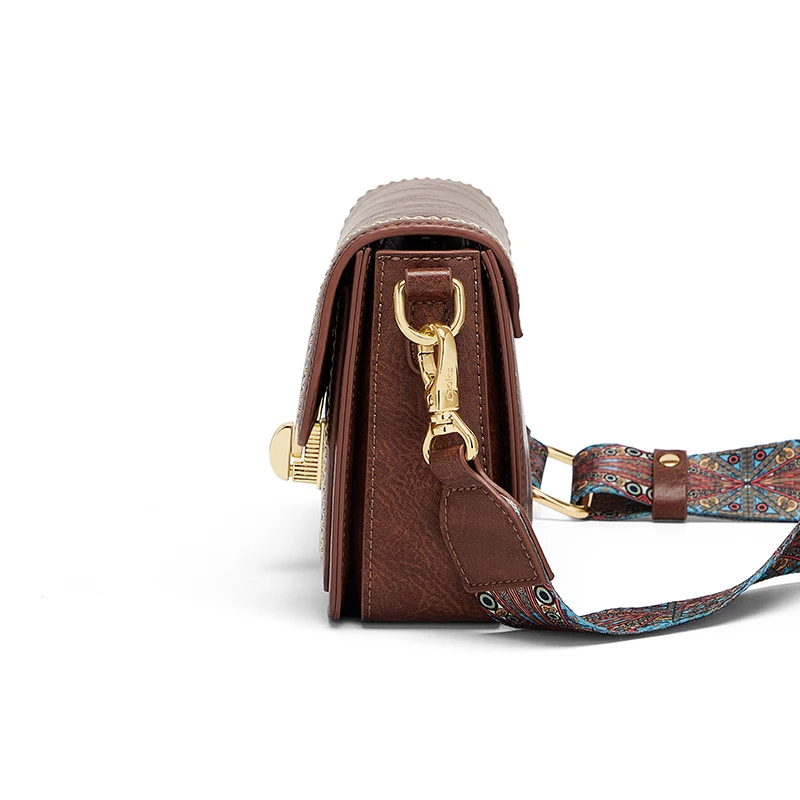 Cnoles Retro Textured Small Square Vintage Commuter Personalized Handbag - Image 3