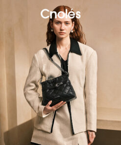 Cnoles Quilted Bucket Hobo Bag – Black
