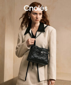 Cnoles Quilted Bucket Hobo Bag – Black