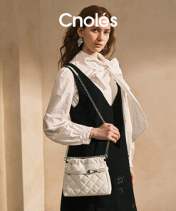 Cnoles Quilted Bucket Hobo Bag – White