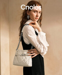Cnoles Quilted Bucket Hobo Bag – White