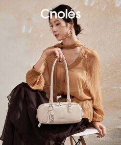 Cnoles Misty Bowling Baguette Bag – Cream