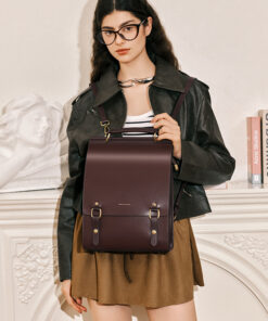 Cnoles Cowhide Preppy Laptop Backpack