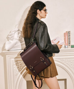 Cnoles Cowhide Preppy Laptop Backpack