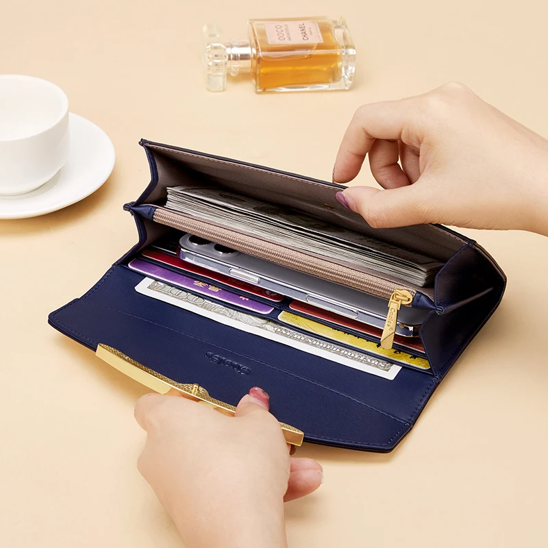 Cnoles Luxury Women Wallets 2022 Female Large Long Purse Card Holder 3