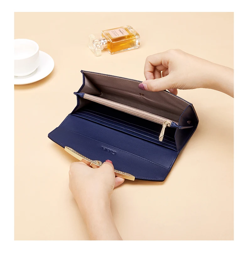 Cnoles Portafogli di Lusso da Donna Portamonete Grande e Lungo con Portacarte in Vera Pelle, Pochette Eleganti da Donna