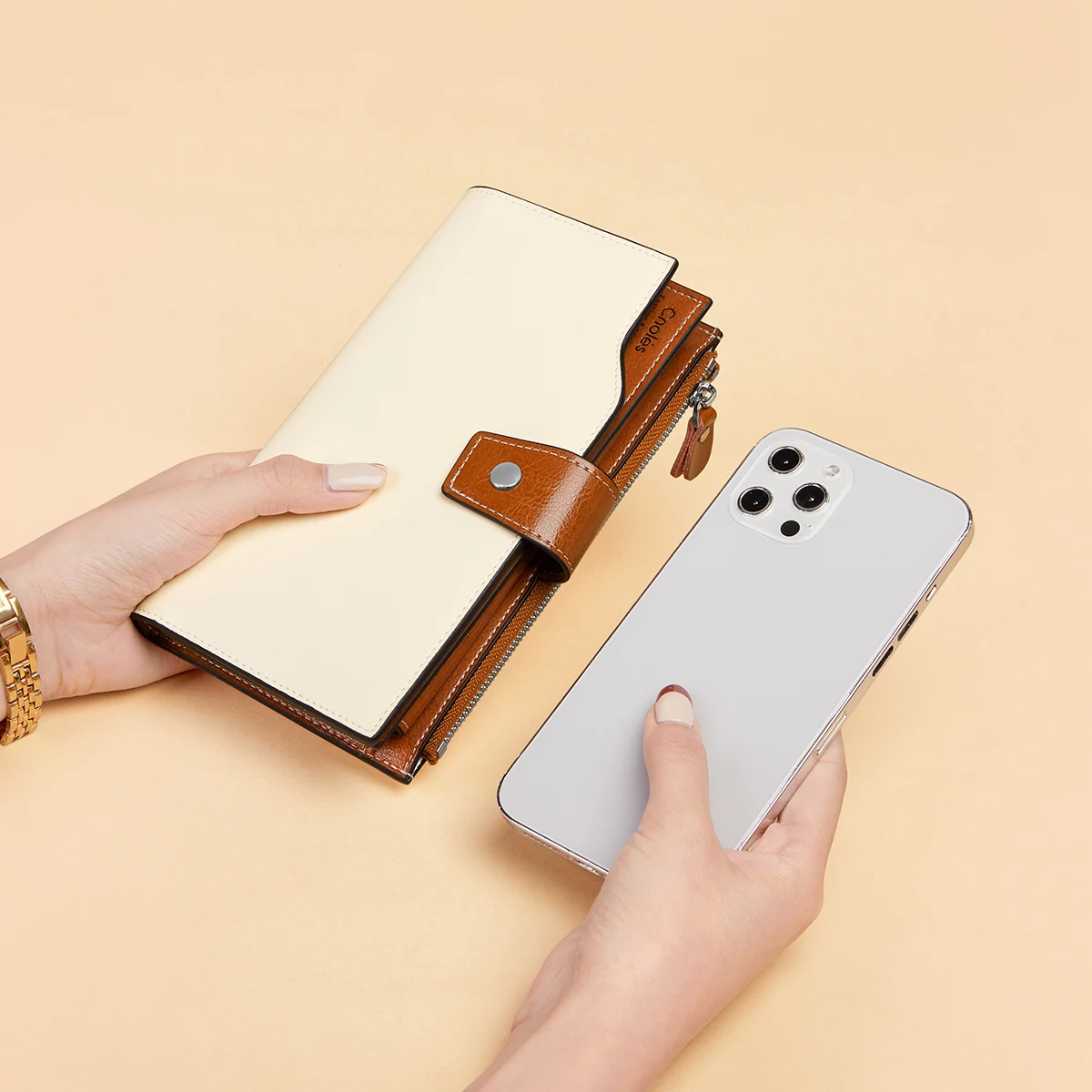 Cnoles Multifunction Cowhide Women Wallets Purse 4