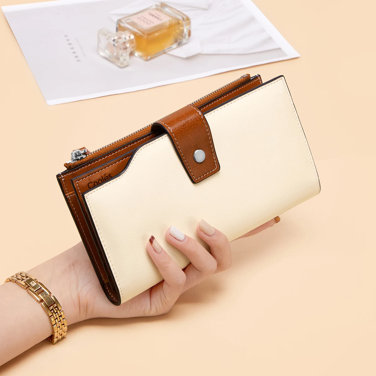 Cnoles Multifunction Cowhide Women Wallets Purse 3